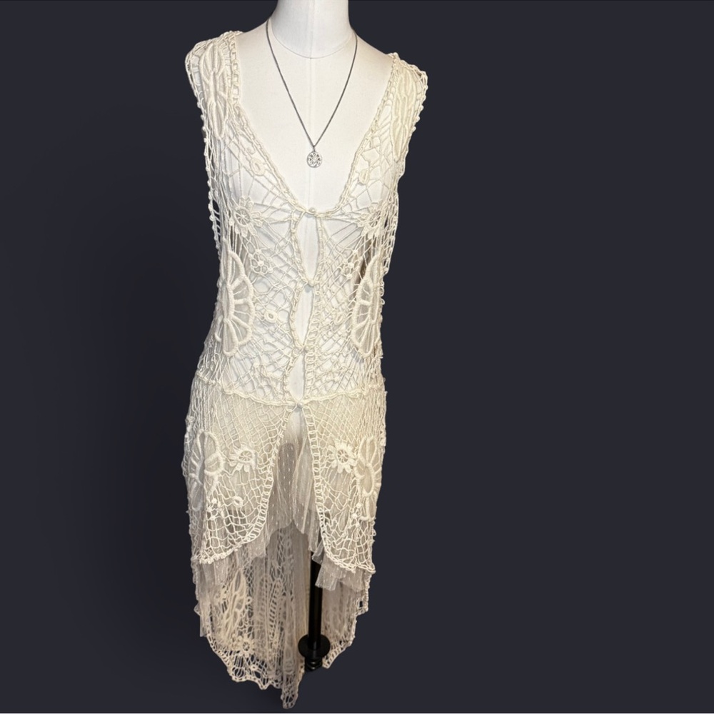 Rye Cream Crochet Lace Top cover up dress type layering piece perfect bohemian